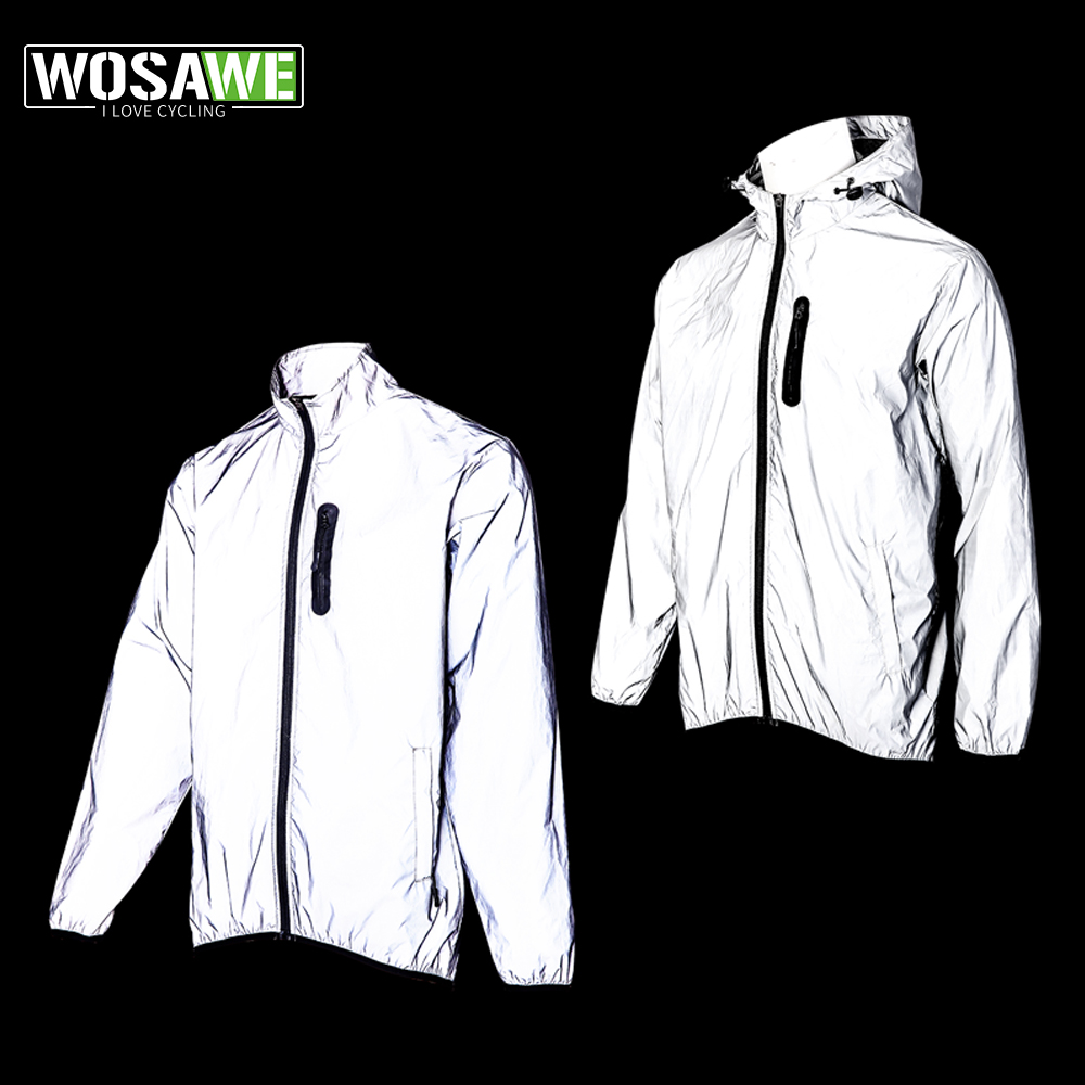Running Gear Rain - سترة WOSAWE للرجال عاكسة للضوء بالكامل